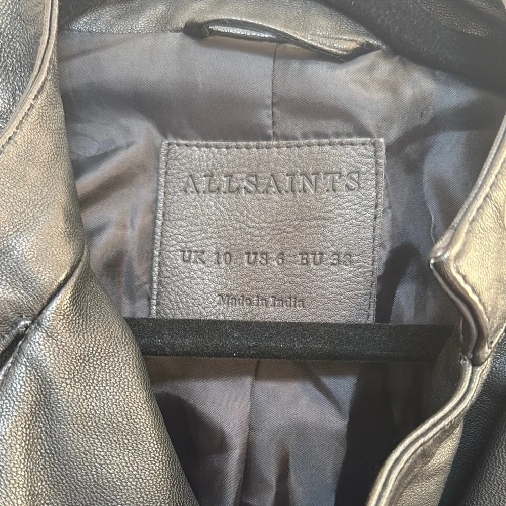 All Saints Black Leather Biker Jacket - Picture 3 of 4